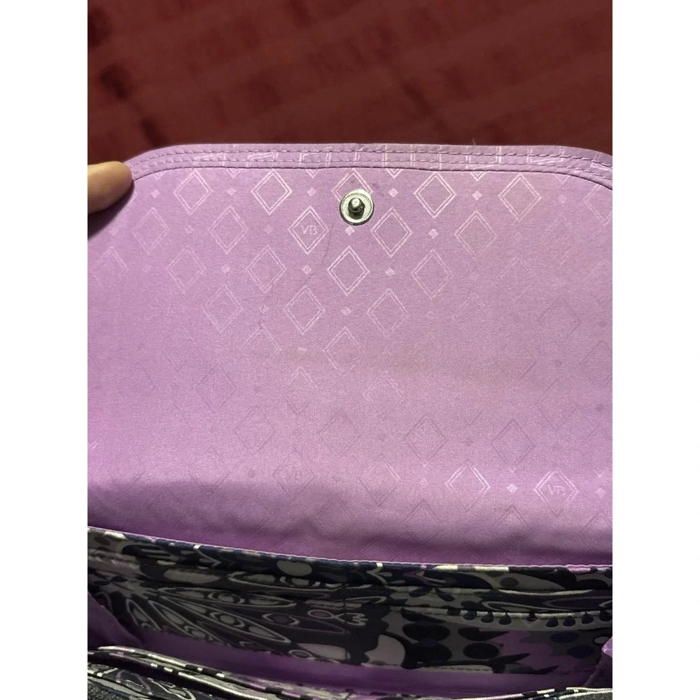 Vera Bradley Quilted Floral Medallion Wallet Clutch Snap Zip Coin‎ Purple Cotton